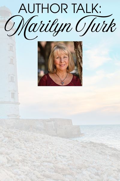 Author Talk: Marilyn Turk with promo photo on lighthouse background