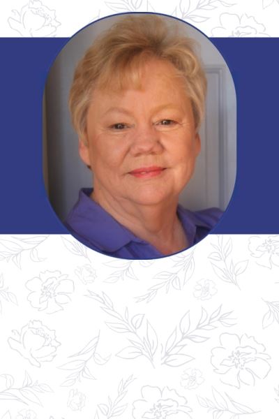 Linda Sealy Knowles promo photo with floral background